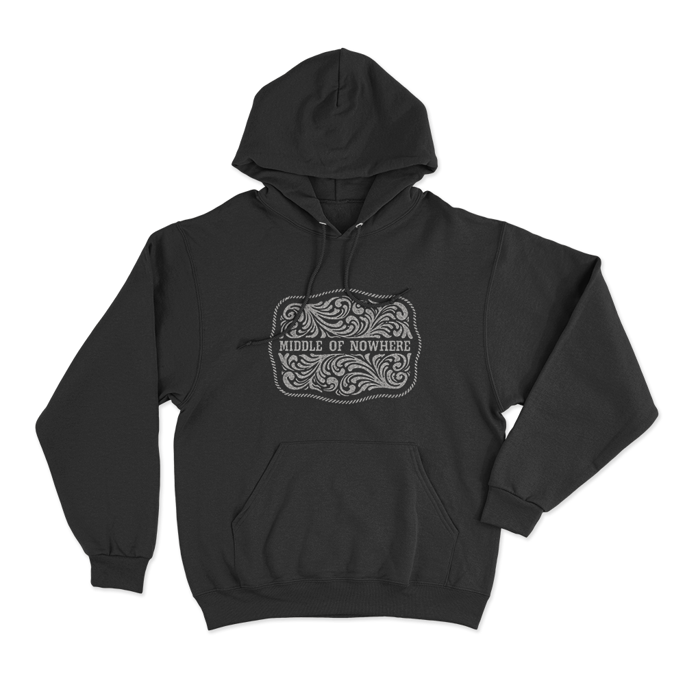 Middle Of Nowhere Belt Buckle Unisex Hoodie Black Middle Of Nowhere Belt Buckle Unisex Hoodie Black