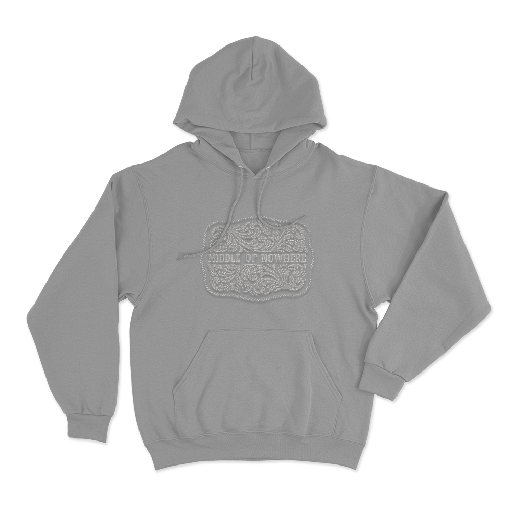 Middle Of Nowhere Belt Buckle Unisex Hoodie Grey Middle Of Nowhere Belt Buckle Unisex Hoodie Grey