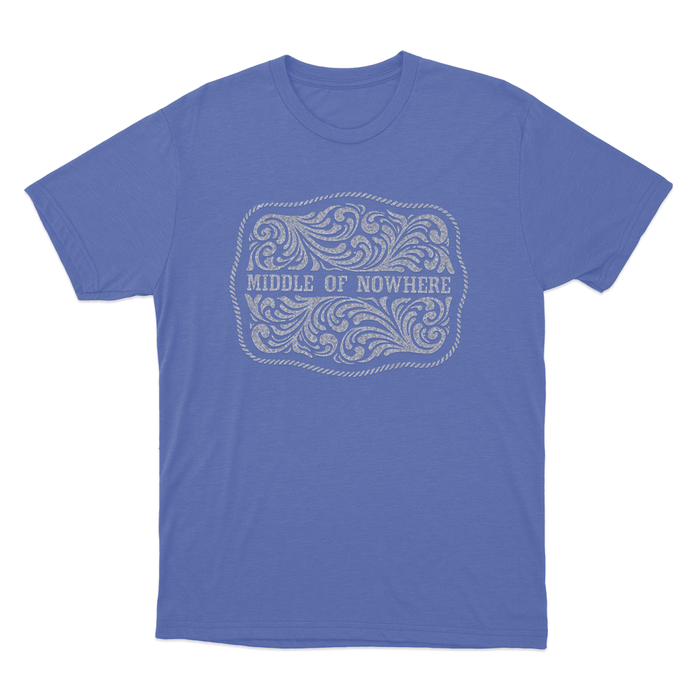Middle Of Nowhere Belt Buckle Unisex T Shirt Blue Middle Of Nowhere Belt Buckle Unisex T Shirt Blue