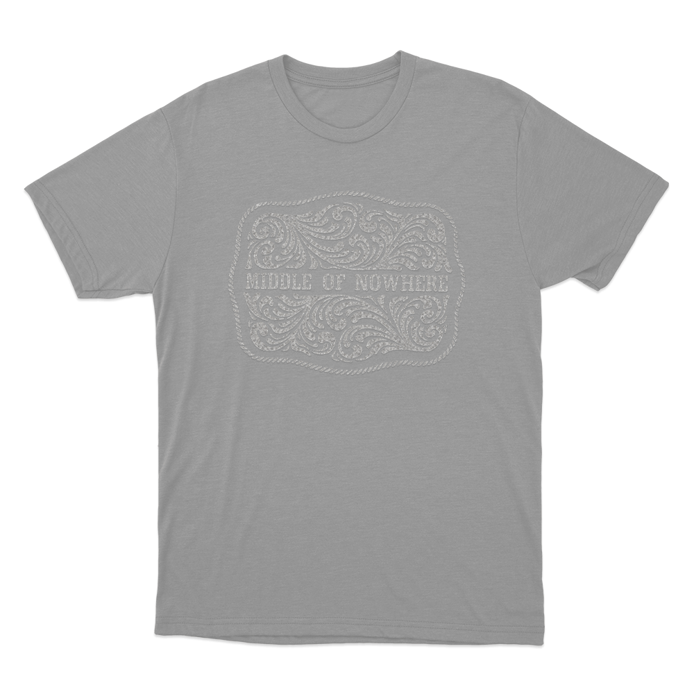 Middle Of Nowhere Belt Buckle Unisex T Shirt Grey Middle Of Nowhere Belt Buckle Unisex T Shirt Grey