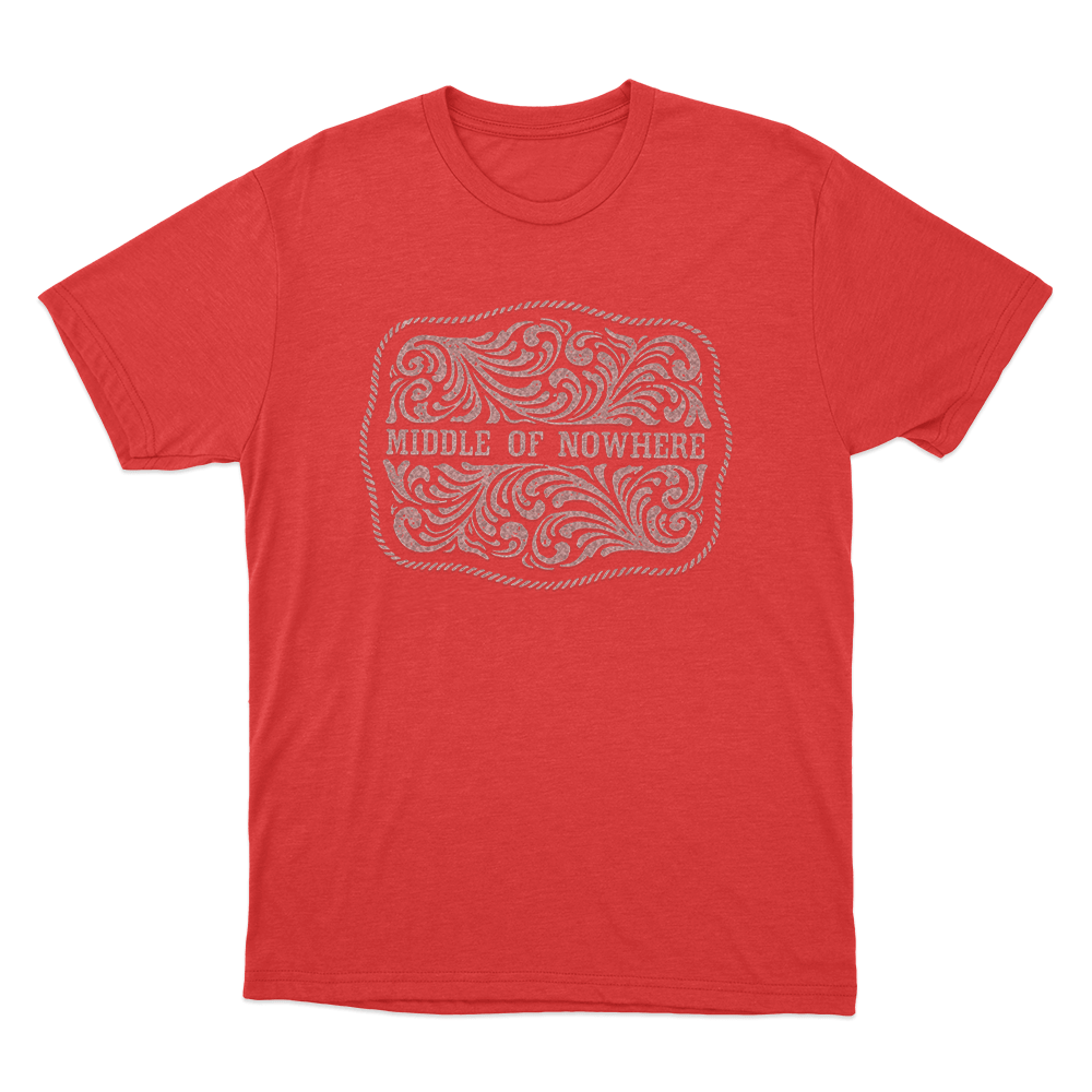 Middle Of Nowhere Belt Buckle Unisex T Shirt Red Middle Of Nowhere Belt Buckle Unisex T Shirt Red