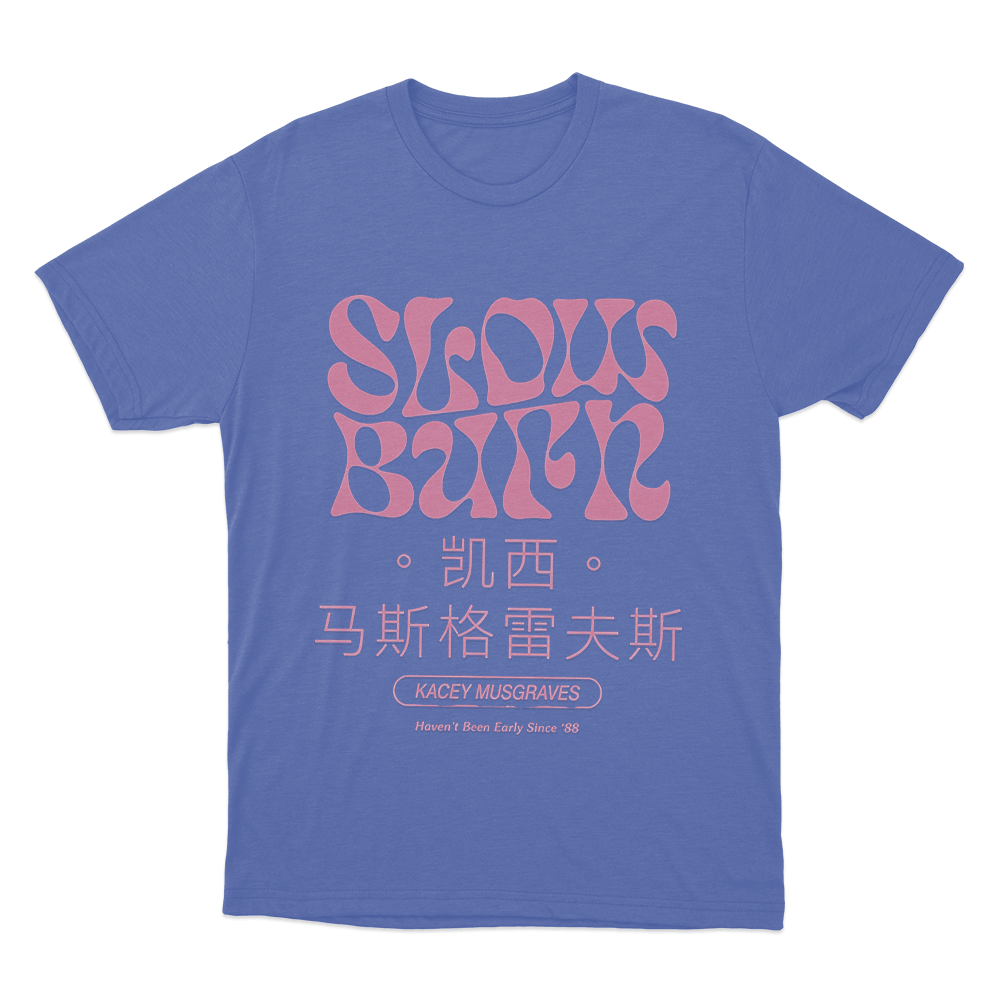 Slow Burn Chinese & English Text Unisex T Shirt Blue Slow Burn Chinese English Text Unisex T Shirt Blue